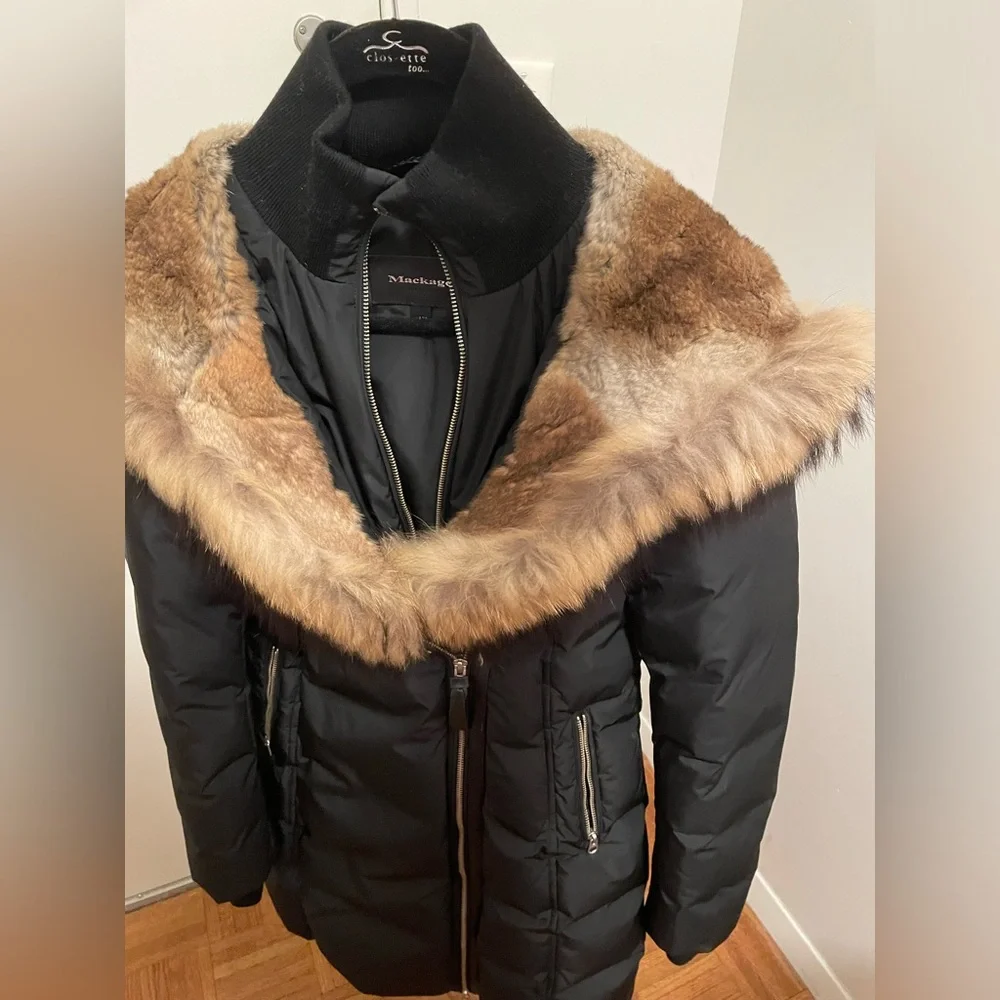 New MACKAGE TRISH down coat with natural fur Signature Collar Size XS - Picture 11 of 16